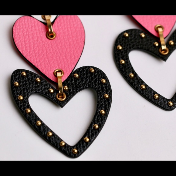 Henri Bendel Leather Heart Earrings - Picture 6 of 8